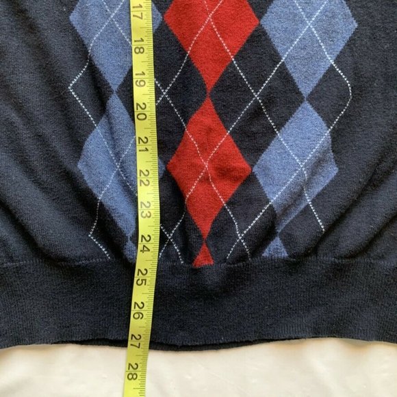 Sebastian Cooper Cotton Cashmere Blend Argyle Sweater Modern Fit Knit V Neck XL - Picture 10 of 11